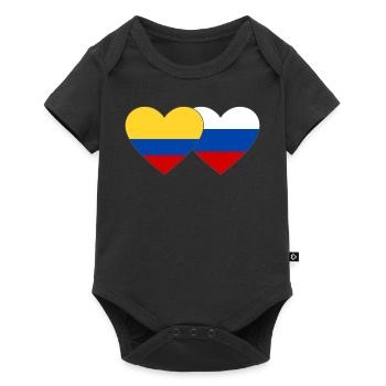 Colombie Russie Drapeau Coeur - Body à manches courtes Premium Bébé - noir - Devant