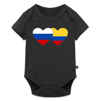 Russia Colombia Flag Heart - Baby Premium short-sleeve bodysuit - black - Front