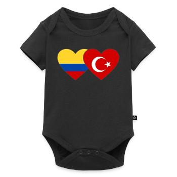 Colombie Turquie Drapeau Coeur - Body à manches courtes Premium Bébé - noir - Devant