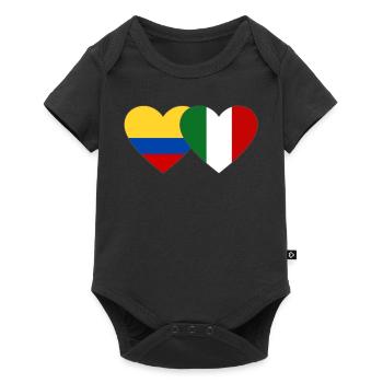 Colombia Italy Flag Heart - Baby Premium short-sleeve bodysuit - black - Front