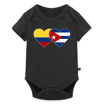 Colombia Cuba Flag Heart - Baby Premium short-sleeve bodysuit - black - Front