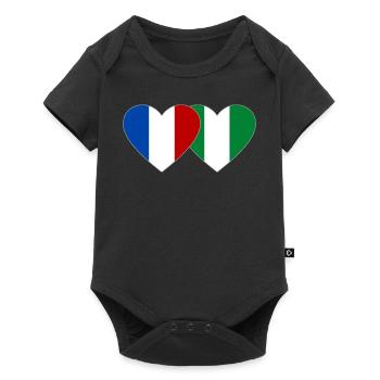 Drapeau France Nigeria Cœur - Body à manches courtes Premium Bébé - noir - Devant