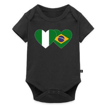 Drapeau du Nigeria Brésil Cœur - Body à manches courtes Premium Bébé - noir - Devant