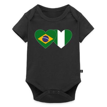 Brésil Nigeria Drapeau Coeur - Body à manches courtes Premium Bébé - noir - Devant