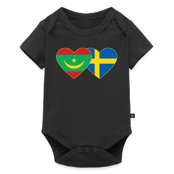 Mauritania Sweden Flag Heart - Baby Premium short-sleeve bodysuit - black - Front