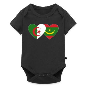 Algeria Mauritania Flag Heart - Baby Premium short-sleeve bodysuit - black - Front