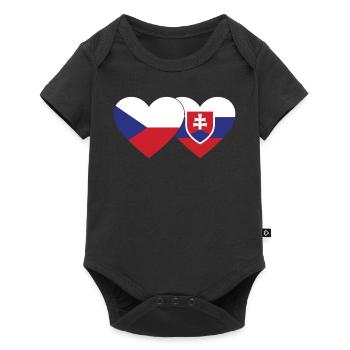 Czech Republic Slovakia Flag Heart - Baby Premium short-sleeve bodysuit - black - Front