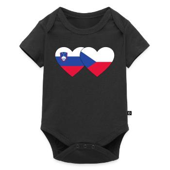 Slovénie République tchèque Drapeau Coeur - Body à manches courtes Premium Bébé - noir - Devant