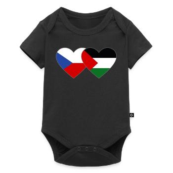 Czech Republic Palestine Flag Heart - Baby Premium short-sleeve bodysuit - black - Front