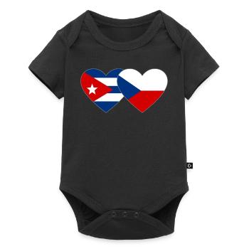 Cuba Czech Republic Flag Heart - Baby Premium short-sleeve bodysuit - black - Front