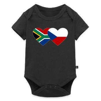 Afrique du Sud Drapeau République Tchèque Coeur - Body à manches courtes Premium Bébé - noir - Devant