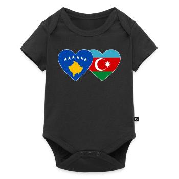 Kosovo Azerbaijan Flag Heart - Baby Premium short-sleeve bodysuit - black - Front