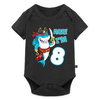 8e anniversaire Shark Pirate Boys Kids - Body à manches courtes Premium Bébé - noir - Devant