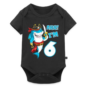 6e anniversaire Shark Pirate Boys Kids - Body à manches courtes Premium Bébé - noir - Devant