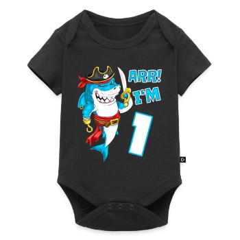 1er anniversaire Shark Pirate Boys Kids - Body à manches courtes Premium Bébé - noir - Devant