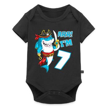 7ème anniversaire Shark Pirate Boys Kids - Body à manches courtes Premium Bébé - noir - Devant