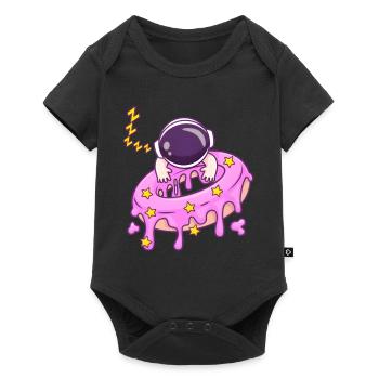 Cute Baby Astronaut Sleeping On Donut Cartoon - Baby Premium short-sleeve bodysuit - black - Front