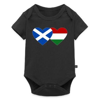 Ecosse, Hongrie, Drapeau, Cœur - Body à manches courtes Premium Bébé - noir - Devant