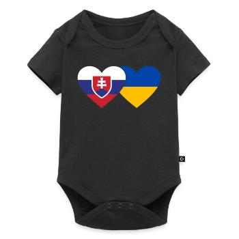 Slovakia Ukraine Flag Heart - Baby Premium short-sleeve bodysuit - black - Front