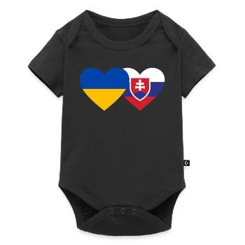 Ukraine Slovakia Flag Heart - Baby Premium short-sleeve bodysuit - black - Front