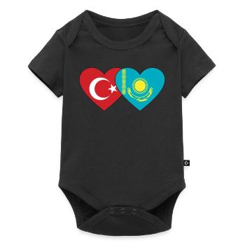 Turquie Kazakhstan Drapeau Coeur - Body à manches courtes Premium Bébé - noir - Devant