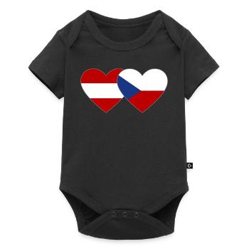 Autriche République tchèque Drapeau coeur Drapeau - Body à manches courtes Premium Bébé - noir - Devant