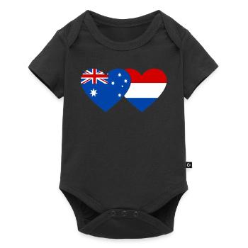 Australie Hollande Drapeau Coeur Drapeau - Body à manches courtes Premium Bébé - noir - Devant