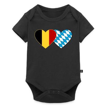 Belgium Bavaria Flag Heart - Baby Premium short-sleeve bodysuit - black - Front