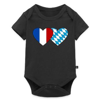 France Bavaria Flag Heart - Baby Premium short-sleeve bodysuit - black - Front