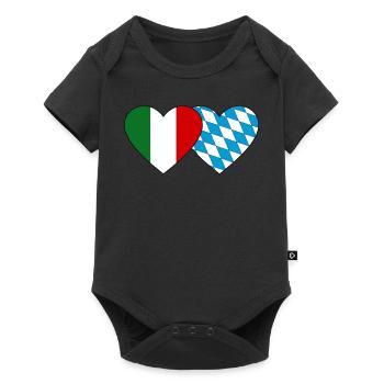 Italy Bavaria Flag Heart - Baby Premium short-sleeve bodysuit - black - Front