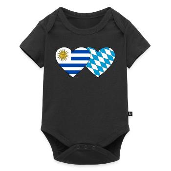 Uruguay Bavaria Flag Heart - Baby Premium short-sleeve bodysuit - black - Front