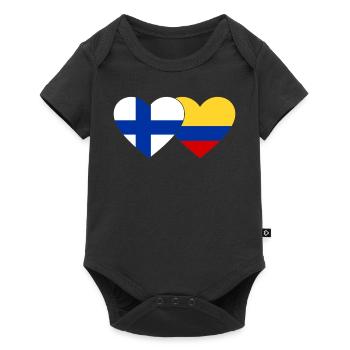 Finlande Colombie Drapeau Coeur - Body à manches courtes Premium Bébé - noir - Devant