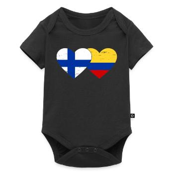 Finland Colombia Flag Heart Used - Baby Premium short-sleeve bodysuit - black - Front