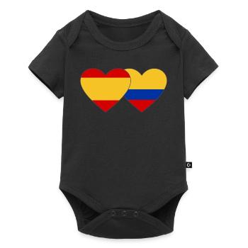 Spain Colombia Flag Heart - Baby Premium short-sleeve bodysuit - black - Front