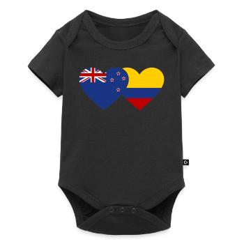 Nouvelle-Zélande Colombie Drapeau Coeur - Body à manches courtes Premium Bébé - noir - Devant