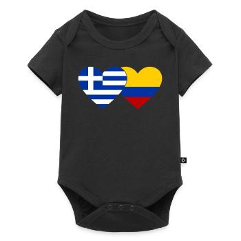 Greece Colombia Flag Heart - Baby Premium short-sleeve bodysuit - black - Front