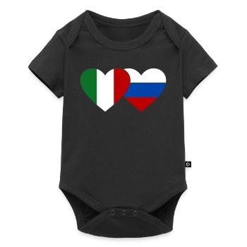 Italie Russie Drapeau Coeur - Body à manches courtes Premium Bébé - noir - Devant