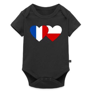 France Pologne Drapeau Coeur - Body à manches courtes Premium Bébé - noir - Devant