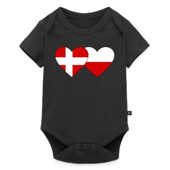 Danemark Pologne Drapeau Coeur - Body à manches courtes Premium Bébé - noir - Devant