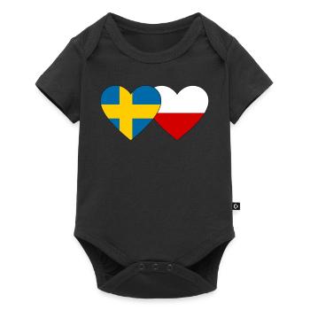 Suède Pologne Drapeau Coeur - Body à manches courtes Premium Bébé - noir - Devant