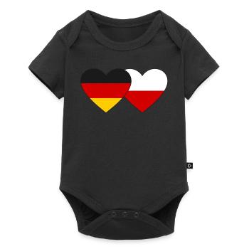 Allemagne Pologne Drapeau Coeur - Body à manches courtes Premium Bébé - noir - Devant