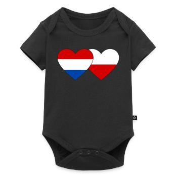 Hollande Pologne Drapeau Coeur - Body à manches courtes Premium Bébé - noir - Devant