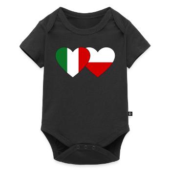 Italy Poland Flag Heart - Baby Premium short-sleeve bodysuit - black - Front