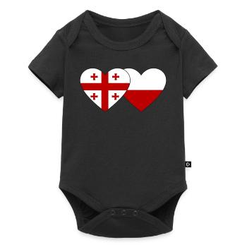 Géorgie Pologne Drapeau Coeur - Body à manches courtes Premium Bébé - noir - Devant