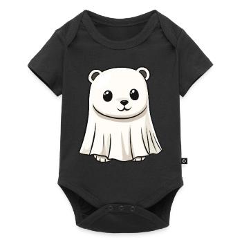 Eisbär Halloween Comic Geist - Baby Premium Kurzarmbody - Schwarz - Vorne