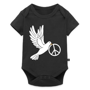 Dove of peace with peace sign - Baby Premium short-sleeve bodysuit - black - Front