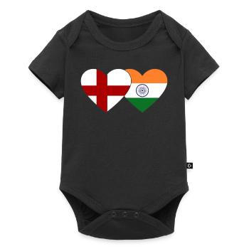 Angleterre Inde Drapeau Coeur - Body à manches courtes Premium Bébé - noir - Devant