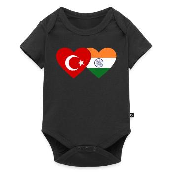 Turquie Inde Drapeau Coeur - Body à manches courtes Premium Bébé - noir - Devant