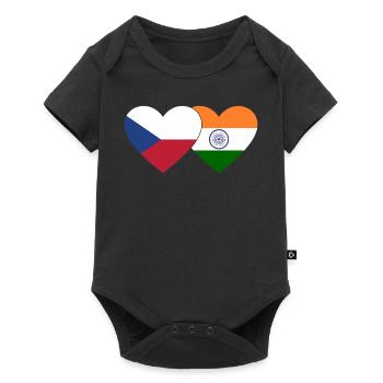 Czech Republic India Flag Heart - Baby Premium short-sleeve bodysuit - black - Front
