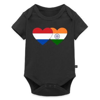 Hollande Inde Drapeau Coeur - Body à manches courtes Premium Bébé - noir - Devant